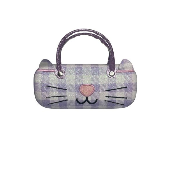 Cat Kitten Eyeglasses Case Purple Sparkle Handles - Picture 1 of 4